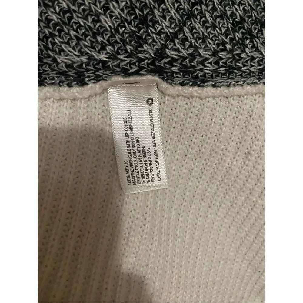 Merona Gray White Acrylic 3/4 Sleeve Open Front Cardigan Size XL